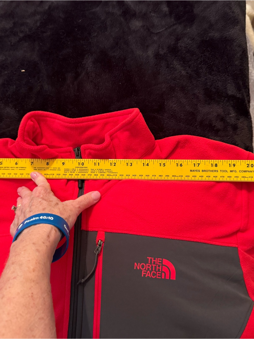 The North Face Red Fleece Pullover with Black Neck Label - Picture 7 of 8